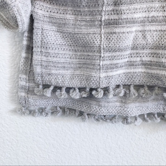 Madewell | gray fringe hooded knit sweater - Picture 6 of 8